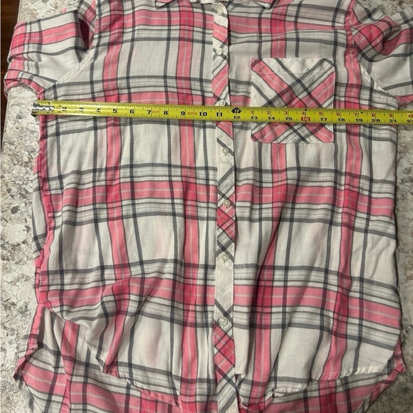 Arizona Plaid Button Up Shirt Pink LARGE JUNIORS - Picture 6 of 10